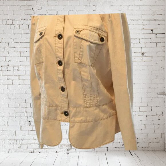 Vintage Faded Glory Off White Jean Jacket with Peplum - Picture 6 of 7